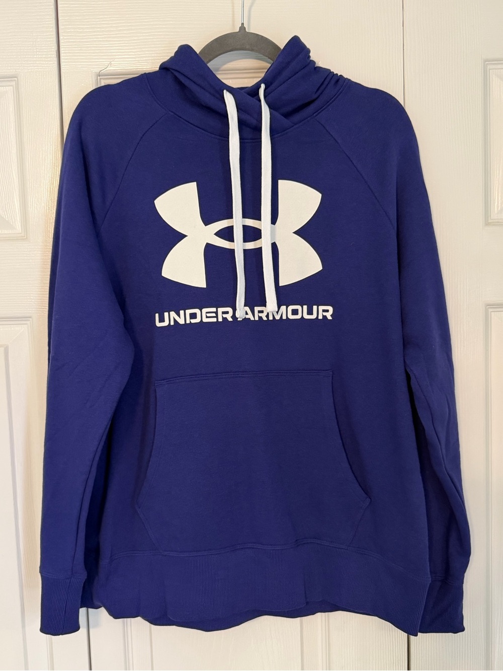Under Armour Blue Pullover Hoodie with White Logo